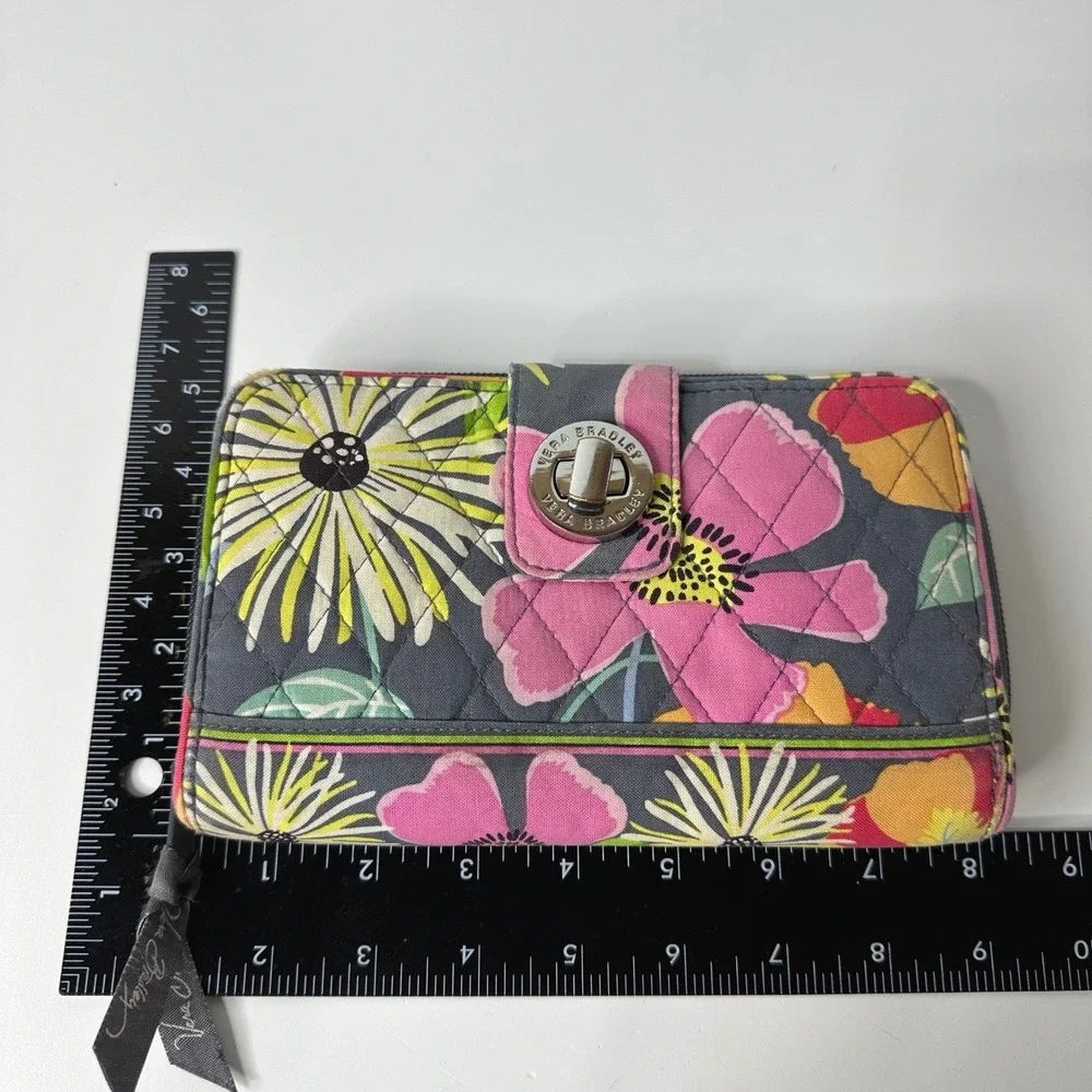 Vera Bradley Zip Around & Turnlock Wallet Quilted Cotton Floral Jazzy Bloom